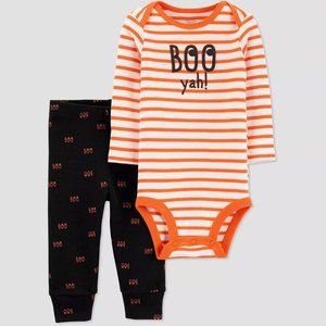Baby Boys Girls Just One You Halloween Boo Yah Top & Bottom Set Newborn 6 mo NWT